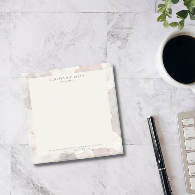 Elegantens Rosa och Grått Marble Notary Public Log Post-it Block (Skapare uppladdad)