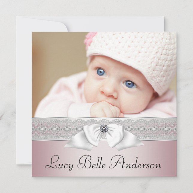 Elegantens Rosa och Grått Tillkännagivande för föd Meddelande (Framsida)