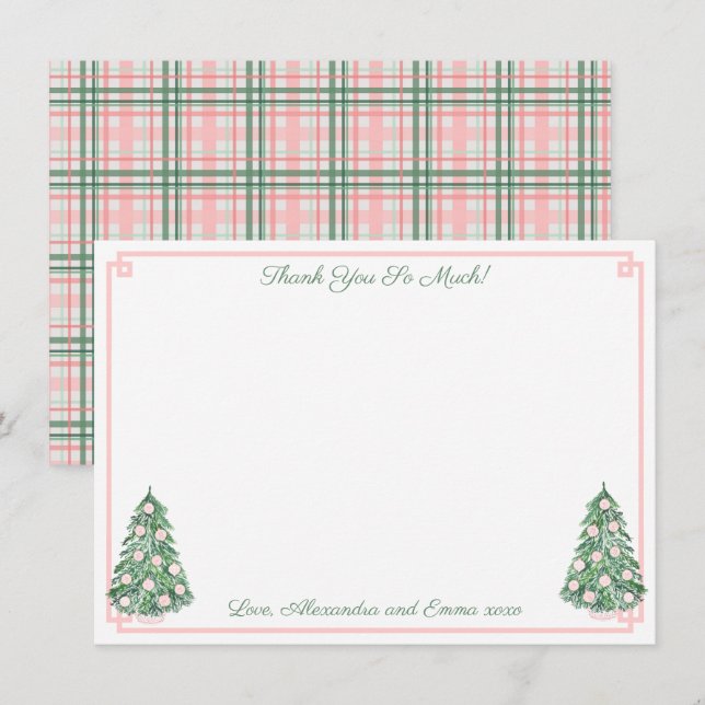 Elegantens Rosa och Grönt Chinoiserie-Möhippa Tack Kort (Fram/baksida)