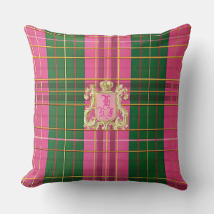 Elegantens Rosa och Grönt Play Monogram Dekorativ Kudde
