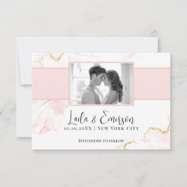 Elegantens Rosa och Guld - Marble Save Date Card Spara Datumet