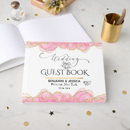Elegantens Rosa och Guld moderna Bröllop Gästböcker