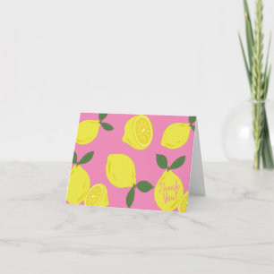 Elegantens Rosa och Gult Lemon Tack Kort