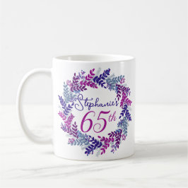 Elegantens Rosa och Lila 65e Födelsedag Kaffemugg