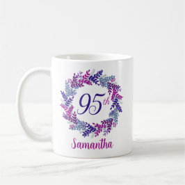 Elegantens Rosa och Lila 95:e födelsedagen Kaffemugg