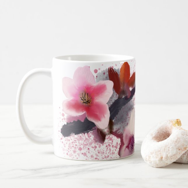 Elegantens Rosa och Lila Blommar av körsbär Kaffemugg (Med munk)
