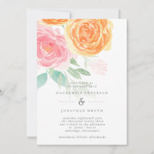 Elegantens Rosa och Orange Vattenfärgen Ro Bröllop