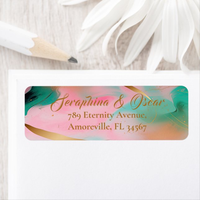 Elegantens Rosa och Returadressen Bröllop Returadress Etikett (Insitu)