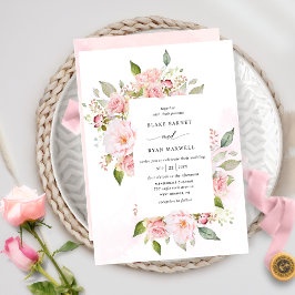 Elegantens Rosa, och Ro Guld Blommigt Bröllop Inbjudningar