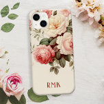 Elegantens Rosa och  Ro med Monogram<br><div class="desc">Elegantens konstnärliga vattenfärg stil rosa och  ro i krona med fält för ditt namn eller monogram.</div>