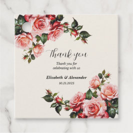 Elegantens rosa och röd ros blommigt bröllop gåvor etiketter