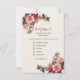 Elegantens rosa och röd ros blommigt bröllop OSA kort
