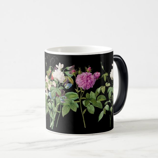 Elegantens Rosa och vit Blommigt Botanisk design Magisk Mugg (Framsida höger)