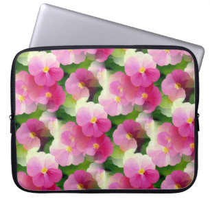 Elegantens Rosa och vita föroreningar blommar Möns Laptop Fodral