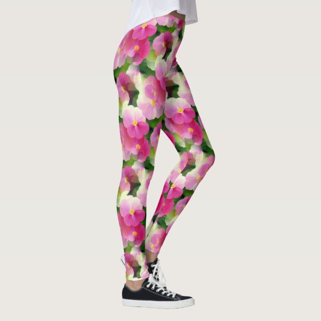 Elegantens Rosa och vita föroreningar blommar Möns Leggings (Höger)