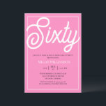 Elegantens Rosa och vitskript 60:e födelsedagen Inbjudningar<br><div class="desc">Elegant Rosa och vitskript 60:e födelsedagsinbjudan Dina gäster vet att detta kommer att bli ett speciellt party genom att bara tittar på inbjudan!</div>