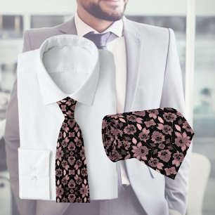Elegantens rosa på svarta snöre i vintage stil slips