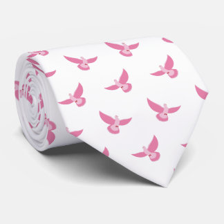 Elegantens Rosa på White Pigeon Seamless Mönster Slips