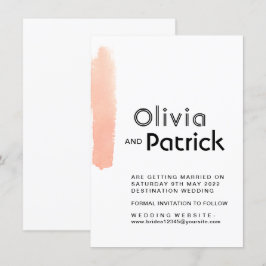 Elegantens rosa penseldrag. Modern Bröllop Spara Datumet