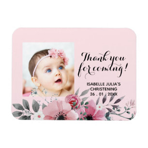 Elegantens Rosa TACK FÖR KOMMANDE! Christening Magnet