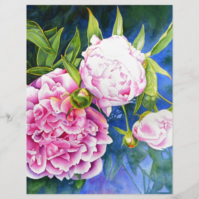 Elegantens rosa, vit klassisk blommigt med vattenf (Framsida)