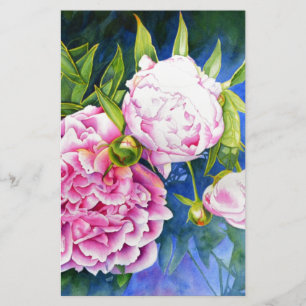 Elegantens rosa, vit klassisk blommigt med vattenf brevpapper