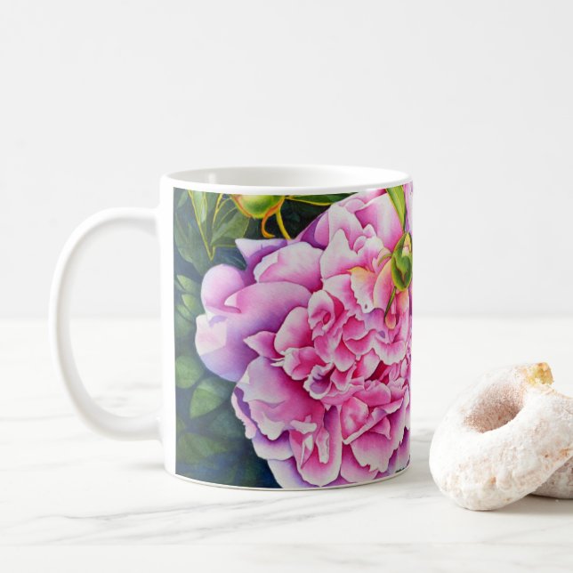 Elegantens rosa, vit klassisk blommigt med vattenf kaffemugg (Med munk)