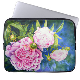 Elegantens rosa, vit klassisk blommigt med vattenf laptop fodral