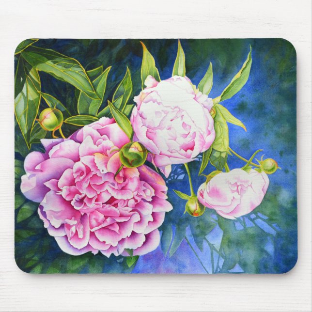 Elegantens rosa, vit klassisk blommigt med vattenf musmatta (Framsidan)