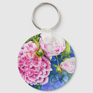 Elegantens rosa, vit klassisk blommigt med vattenf nyckelring