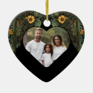 Elegantens segrare moody mörk grönt guld botaniska julgransprydnad keramik