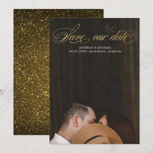 elegantens skript guld faux foil Foto Spara datum Inbjudningar