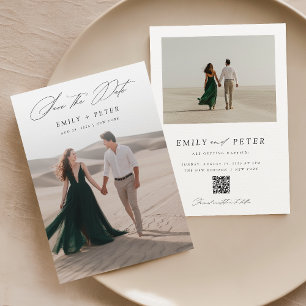 Elegantens skript - minimalistfotospara datum 2 inbjudningar