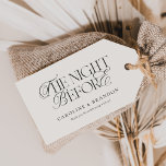 Elegantens skript natten före repetitionsmiddagen presentetikett<br><div class="desc">Elegant Skript Märkrna Natten före middagsmat har ett fet helfärgat gräns,  omgivande modern text som innehåller kalligrafi-skript.</div>