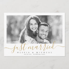 Elegantens skript "ny gifta", modernt foto bröllop inbjudningar
