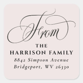 Elegantens skriptklassiska returadress fyrkantigt klistermärke