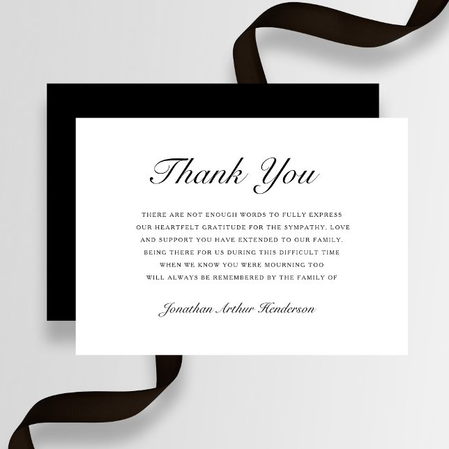 Elegantens skriptsympatifunktion Funeral Tack Kort (Elegant Script Sympathy Funeral Thank You Card)