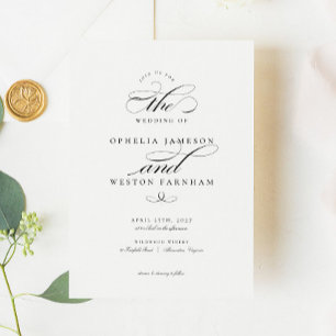 Elegantens sofistikerade calligrafiskript Bröllop Inbjudningar