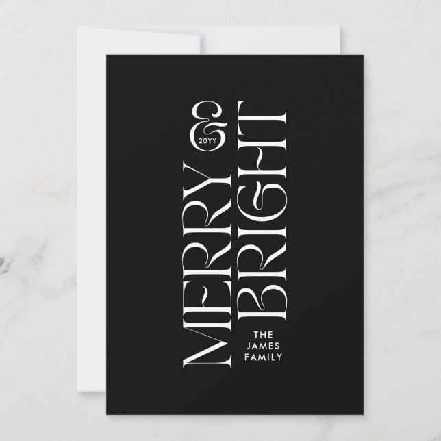 Elegantens svarta bladverk, modern minimitypografi julkort (Framsida)