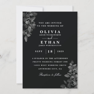 Elegantens svarta bröllopsinbjudningar inbjudningar