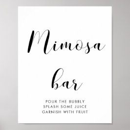 Elegantens svarta och vita Mimosa pub bröllop-teck Poster