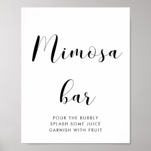 Elegantens svarta och vita Mimosa pub bröllop-teck Poster