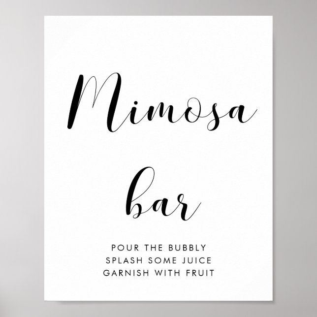 Elegantens svarta och vita Mimosa pub bröllop-teck Poster (Framsidan)