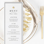 Elegantens svarta och vita minimalistmeny bröllop meny<br><div class="desc">Elegant svarta och vita minimalistmenykort för bröllop med blomman och gräns från Faux ro och guld,  enkla och snyggt. Underbar för det moderna klassiska bröllop och det formella bröllop. Visa alla matchande delar i samlingen.</div>