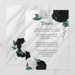 Elegantens svarta vita och färgade blommor, detalj tilläggskort