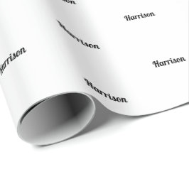 Elegantens svartvitt, anpassad namnfödelsedag presentpapper