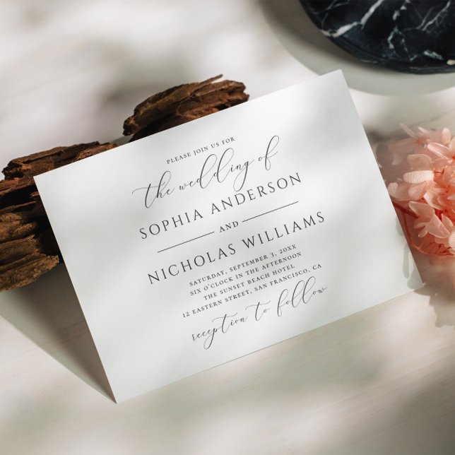 Elegantens svartvitt-kalligrafi-skript bröllop inbjudningar (Skapare uppladdad)