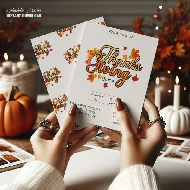 Elegantens Thanksgiving höstfall i löv Inbjudningar (Skapare uppladdad)