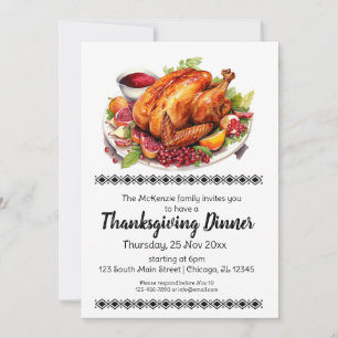 Elegantens Thanksgiving - middag Inbjudningar