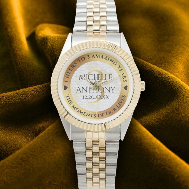Elegantens tredje läder-Bröllop-årsdag Armbandsur (Elegant 3rd Leather Wedding Anniversary Wristwatch Cover Photo)